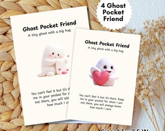 Amigo fantasma de bolsillo / Ficha de abrazo fantasma / Regalo de abrazo de bolsillo / Fantasma lindo de Halloween / Regalo de apoyo / Galentine / Regalo para compañero de trabajo / Impresión digital