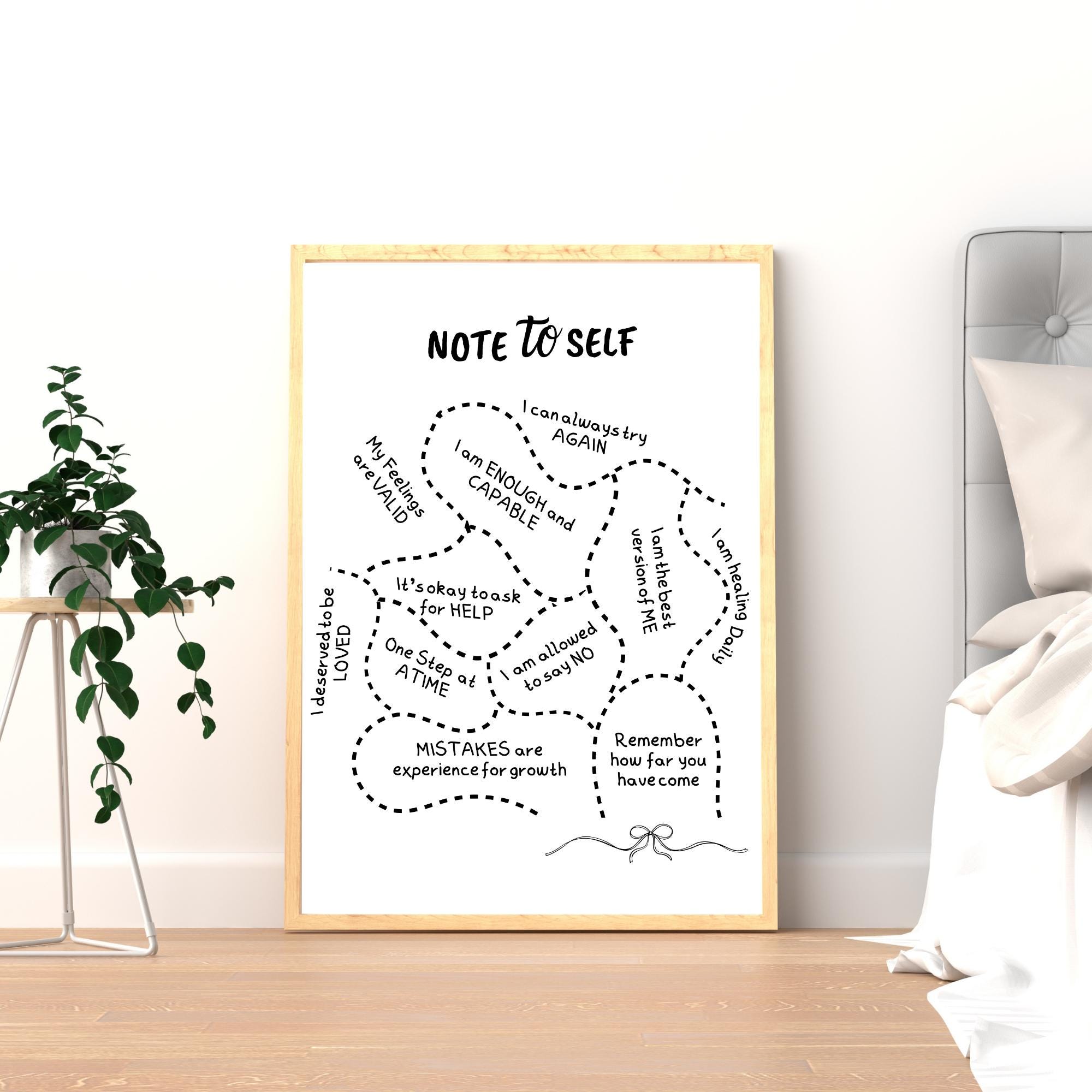 Note to Self Wall Art | Minimalist Mind Map Self-worth Quote | Healing ...