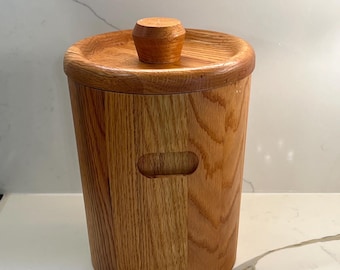 Vintage Mid Century Oak Ice Bucket Made by Vermillion w/ Plastic Liner