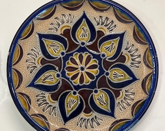 Exquisite stein wall plate, salt glaze, vintage 1960 / 1970. Elfriede Balzar - Kopp Westerwald West Germany art folk pottery, abstract decor