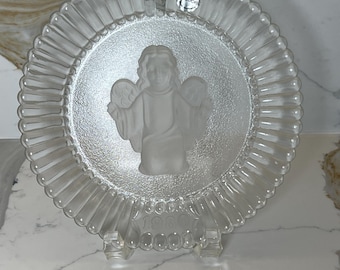 Vintage Goebel Kristall Engel Teller 1980 | West Germany Kristallglas | Eisglasschale Engel | Religiöses Weihnachtsdekor
