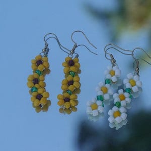 Flower Chain Earrings | Sunflower Chain Earrings | Sunflower Earrings | Daisy Chain Earrings | Daisy Earrings