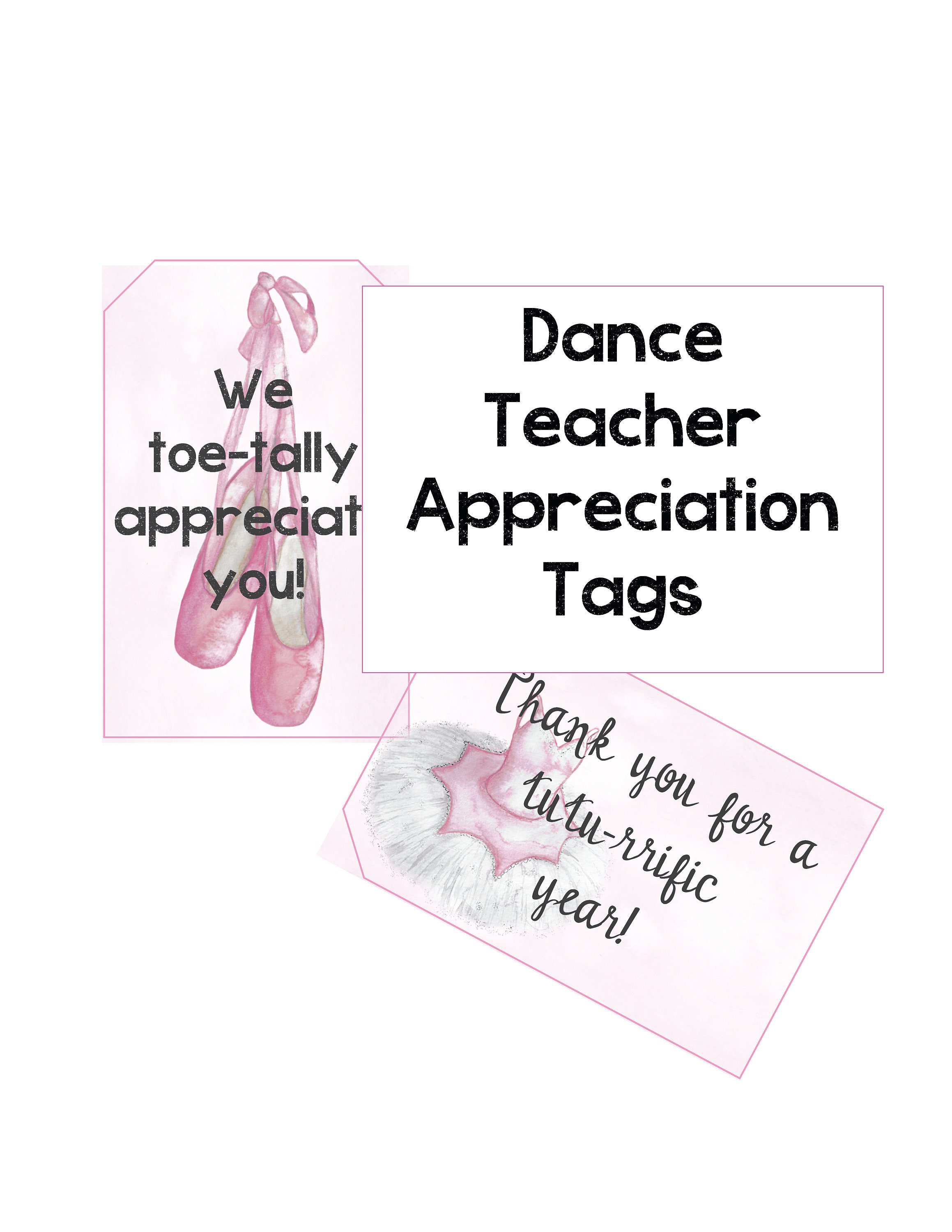 Ballet Dance Teacher Appreciation Tags Studio Owners Etsy