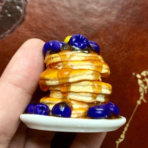 Blueberry Pancake Sculpture - Miniature, Medium or Life Size - Pancake Decor - Food Decor - Clay Food Art - Food Sculpture by Shaolan Sung