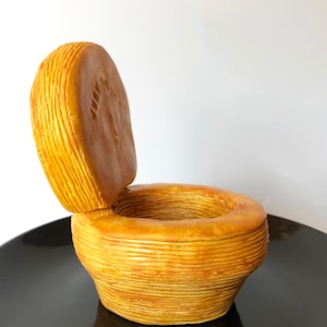 Personalized Toilet Croissant Sculpture - Toilet Art - Food Art - Humorous Art - Polymer Clay Croissant - Food Sculpture by Shaolan Sung