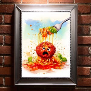 Espaguete e Almôndega Download instantâneo AI Wall Art por Shaolan Sung