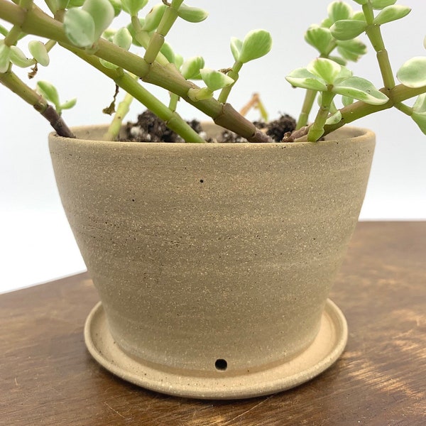 Plant Pot With Drainage - Small Planter - Natural Raw Clay Planter - Pottery Handmade Planter