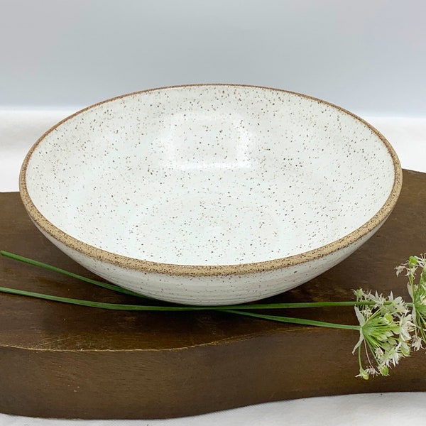 Handmade Pottery Bowl - White Ceramic Bowl - Stoneware Bowl - Pottery Serving Bowl - Speckled White Bowl