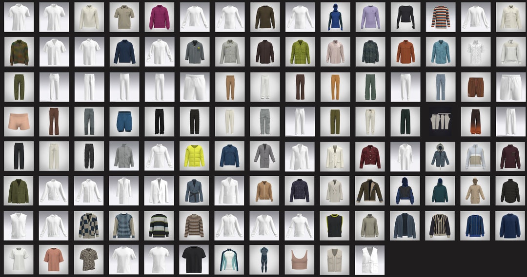 Full Men's 3D Garment Catalog Clo3d/marvelous Designer Template