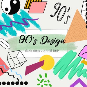 Elementos de design dos anos 90 clipart / Formas abstratas de nostalgia dos anos 90 / download instantâneo