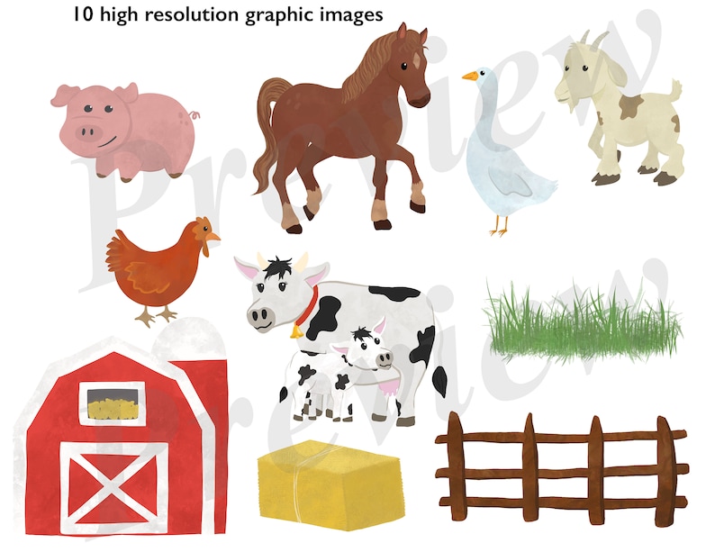 Farm Animal Clipart / Barnyard Animals Graphic Images / Instant