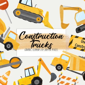 Construction trucks clipart / Construction Vehicles graphic images / instant download