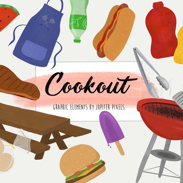 Cookout clipart / BBQ Picnic graphic  images / instant download