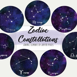 Zodiac Constellations clipart / galaxy images /instant download