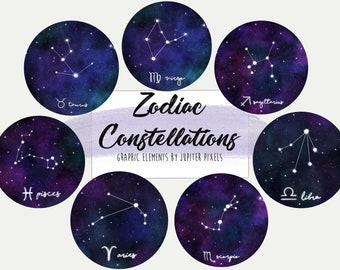 Zodiac Constellations clipart / galaxy images /instant download