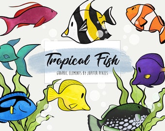 Tropiska fiskar clipart / havsfiskbilder / omedelbar nedladdning
