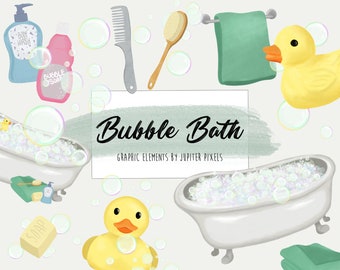 Bubble bath clipart / Rubber ducky images / instant download