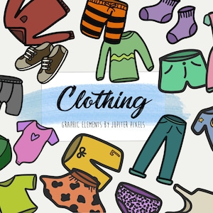 Clothes clipart / Colored Clothing Items / Wardrobe / instant download