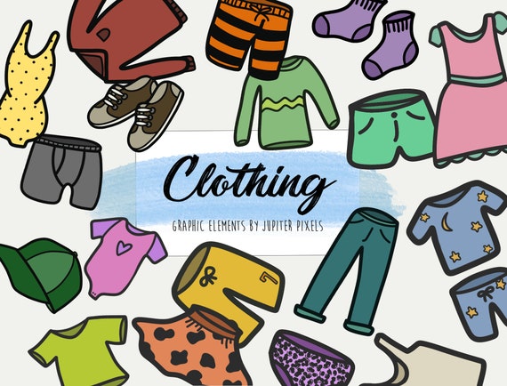 Clothes clipart / Colored Clothing Items / Wardrobe / instant download