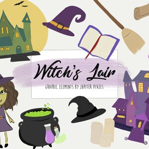Witch clipart / Haunted House / Halloween / Wizard Magic digital images/ instant download