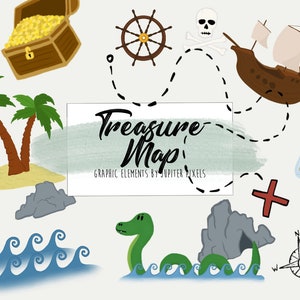 Clipart de carte au trésor / graphiques pirates / téléchargement immédiat