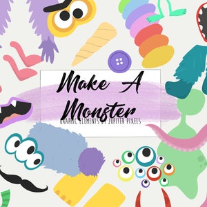 Bouw een monster-illustraties / Monster onderdelen grafische elementen / direct downloaden