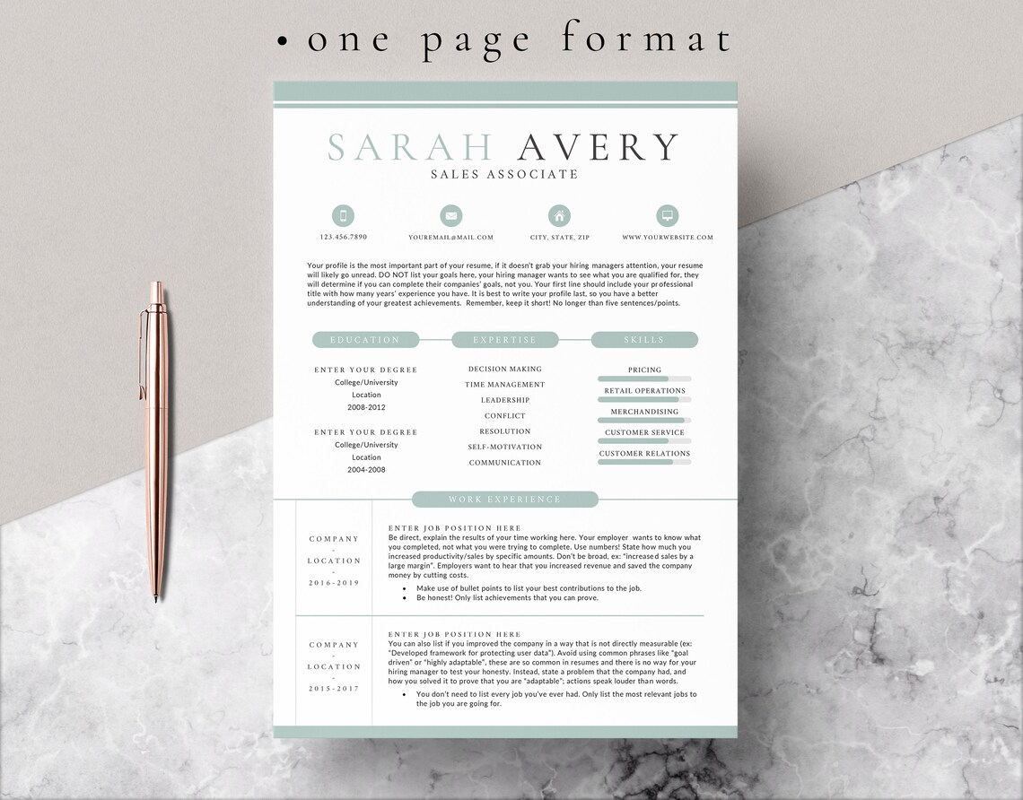 4 Page Resume Template Cover Letter and References Template for MS Word ...