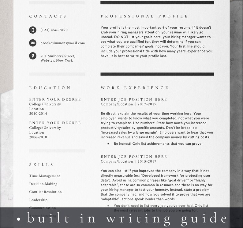 4 Page Resume Template Cover Letter and References Template - Etsy