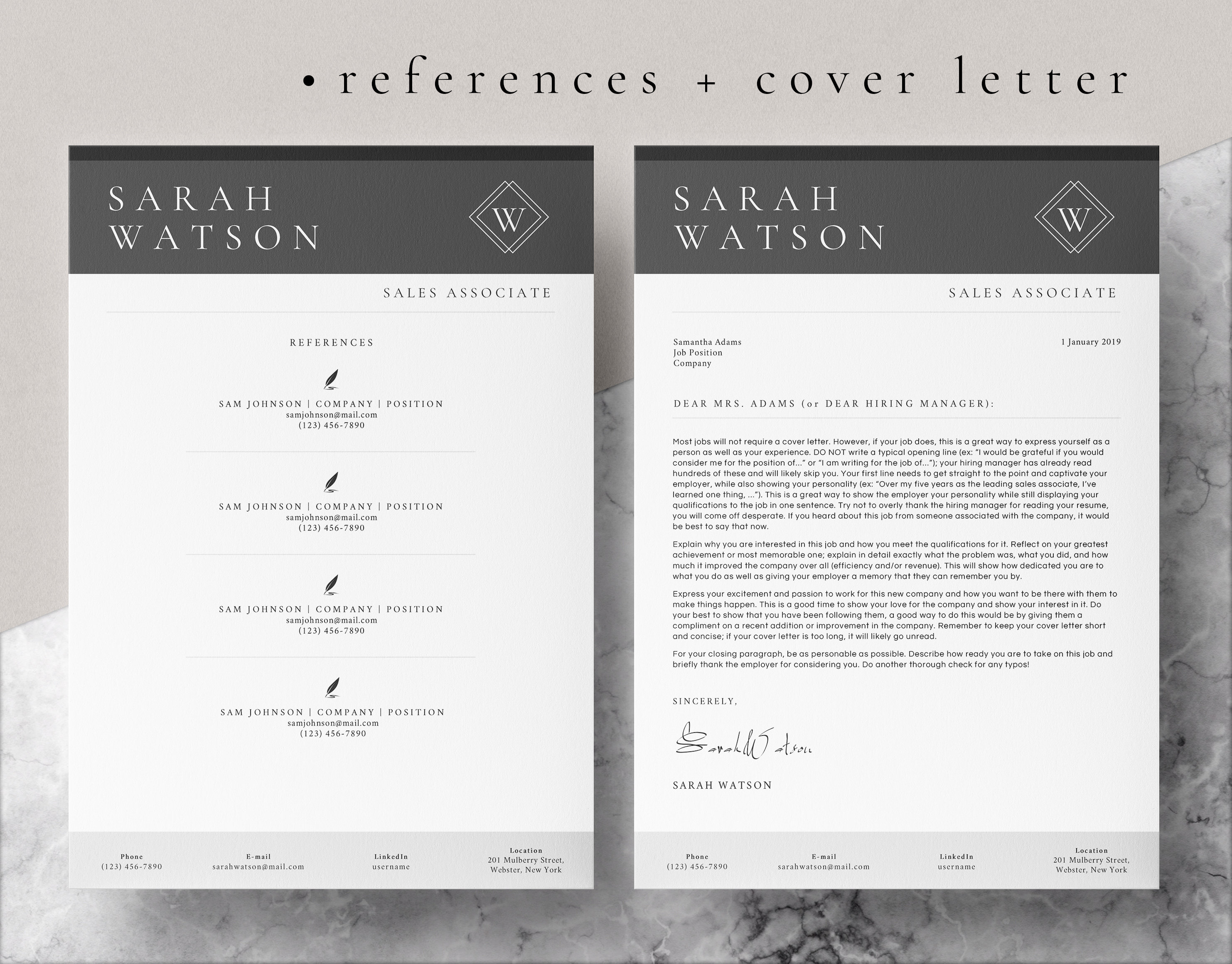 4 Page Resume Template Cover Letter and References Template for MS Word ...