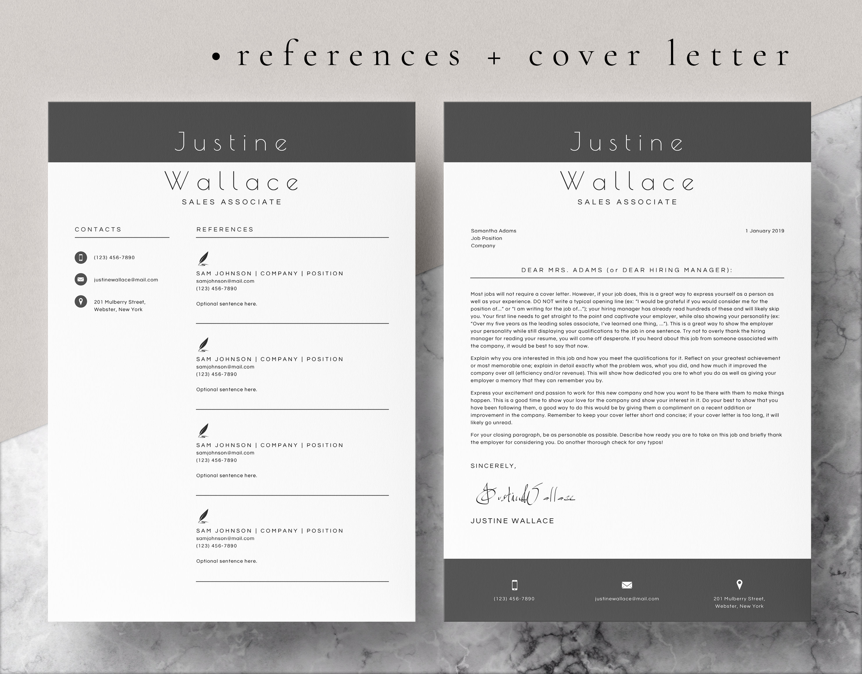 4 Page Resume Template Cover Letter and References Template for MS Word ...