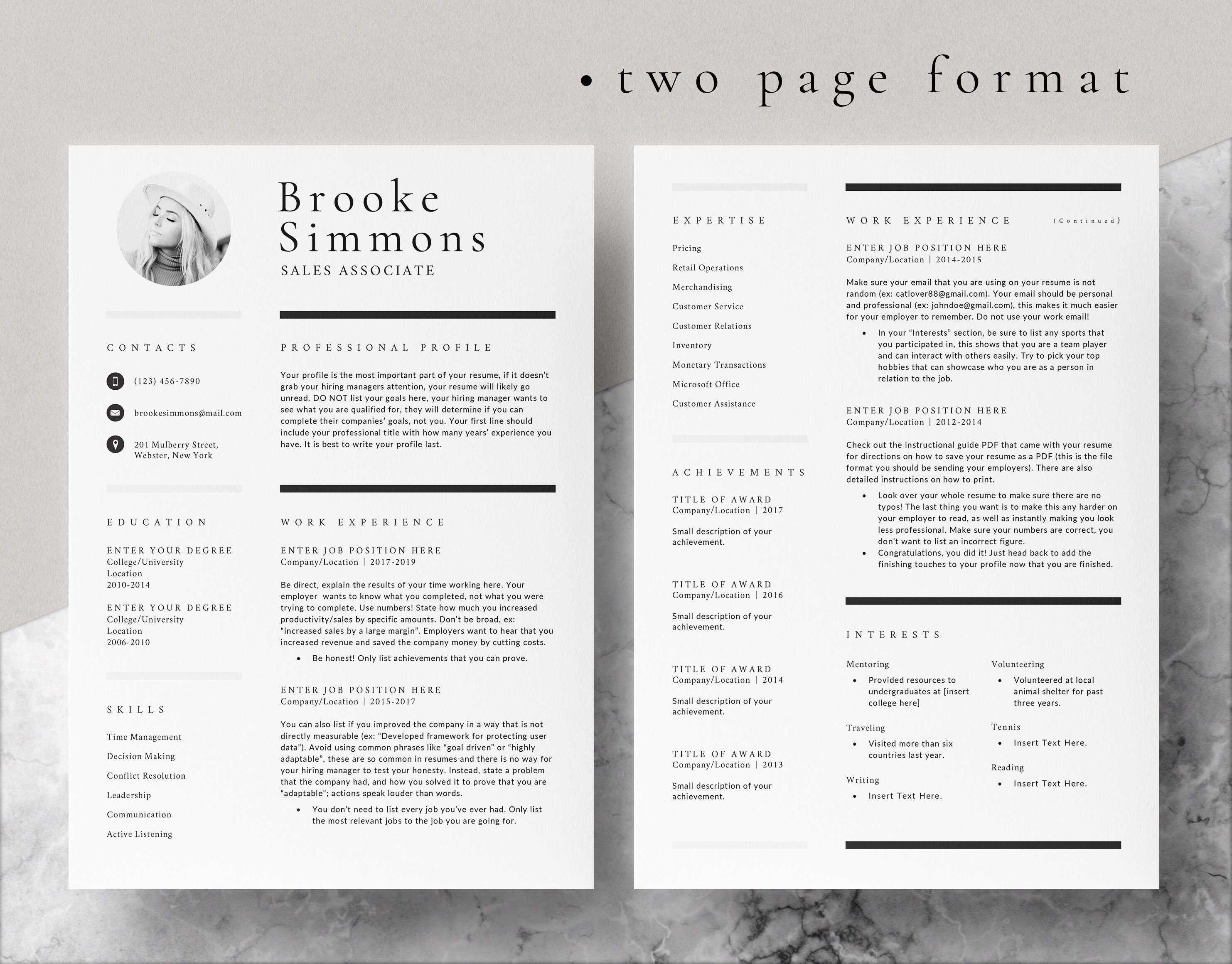 4 Page Resume Template Cover Letter and References Template for MS Word ...