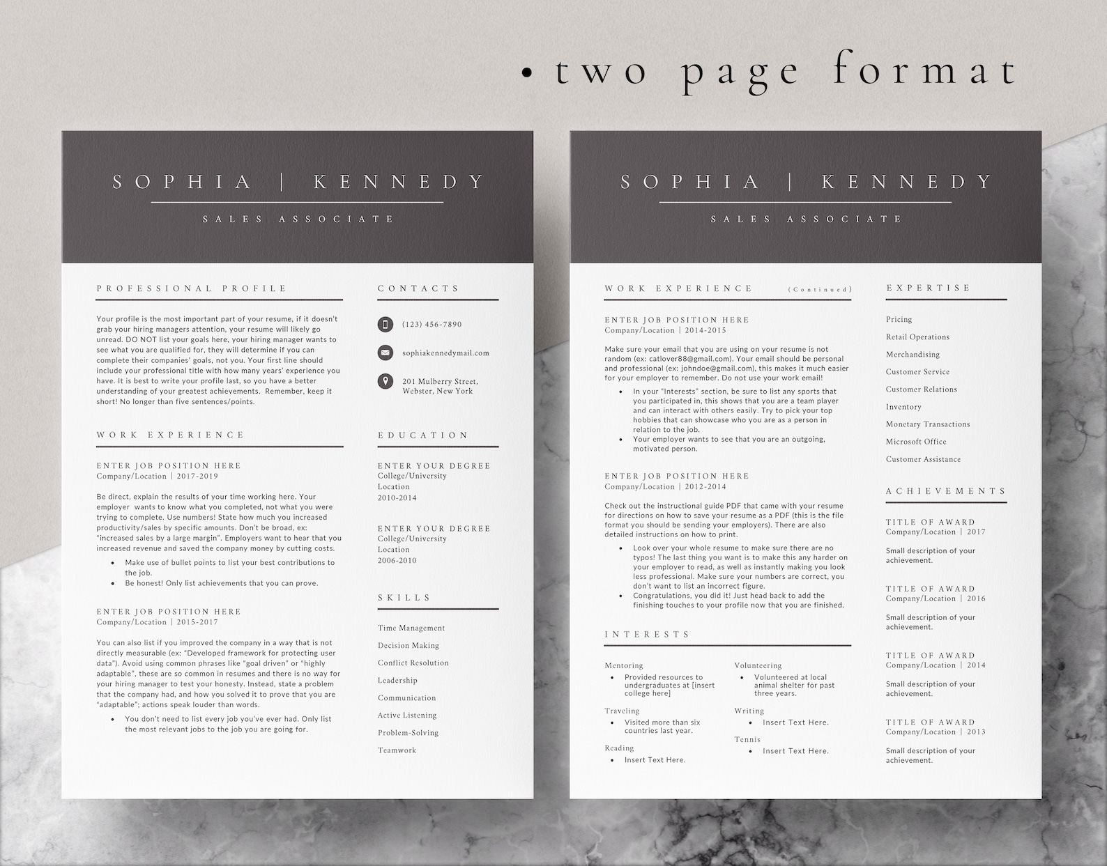 4 Page Resume Template Cover Letter and References Template for MS Word ...