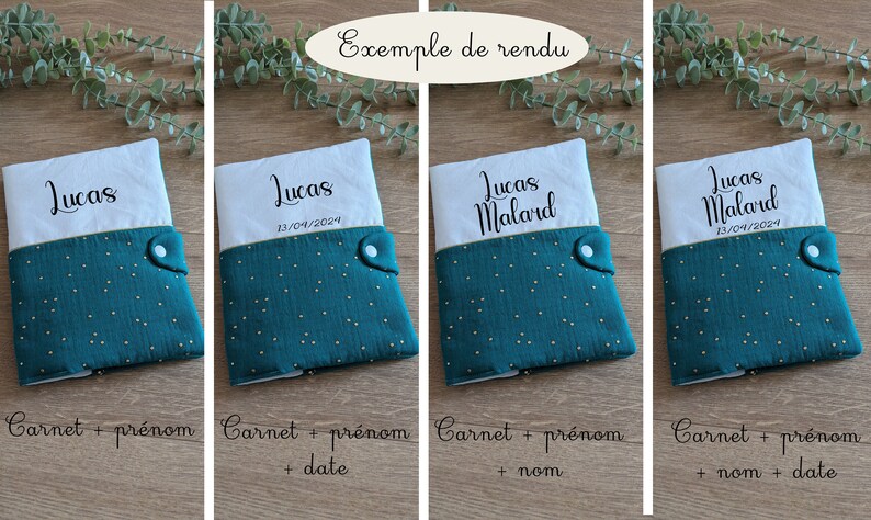 Protège carnet de santé personnalisé, Protège carnet en double gaze personnalisable, cadeau naissance, baby shower, cadeau bébé et enfant image 10