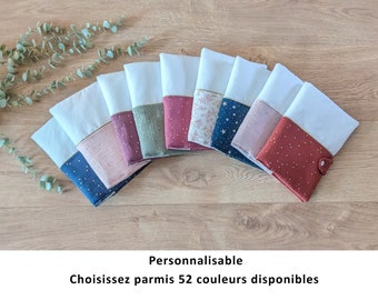 Protège carnet de santé personnalisé, Protège carnet en double gaze personnalisable, cadeau naissance, baby shower, cadeau bébé et enfant