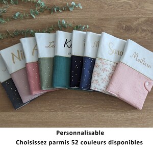 Protège carnet de santé personnalisé, Protège carnet en double gaze personnalisable, cadeau naissance, baby shower, cadeau bébé et enfant afbeelding 1