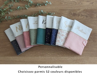 Protège carnet de santé personnalisé, Protège carnet en double gaze personnalisable, cadeau naissance, baby shower, cadeau bébé et enfant