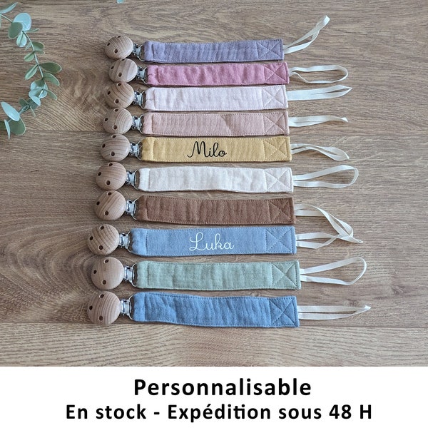 Personalisierter Schnullerclip, personalisierter Schnullerclip aus Baumwollgaze, personalisierter Schnullerclip