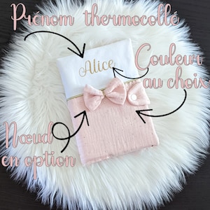 Protège carnet de santé personnalisé, Protège carnet en double gaze personnalisable, cadeau naissance, baby shower, cadeau bébé et enfant afbeelding 2