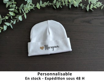 Personalized baby birth hat, cotton baby hat, customizable hat, birth hat and mitten set