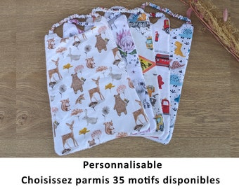 Serviette de cantine maternelle personnalisée, serviette de table, bavoir élastique enfant, serviette élastique maternelle avec prénom