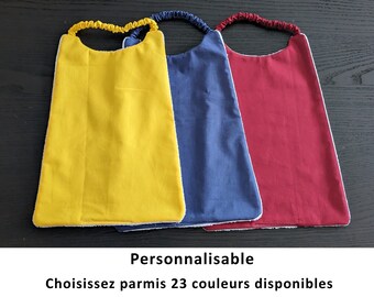 Serviette de cantine maternelle personnalisée, serviette de table, bavoir élastique enfant, serviette élastique maternelle avec prénom