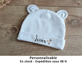 Bonnet naissance bébé personnalisé, bonnet bébé en coton, bonnet personnalisable