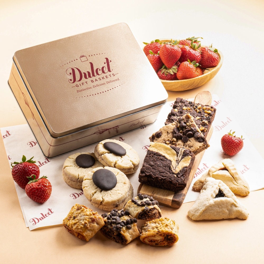 Cookie Box, Gourmet Brownies & Chocolate Dessert Tin, Assorted Rugelach Basket
