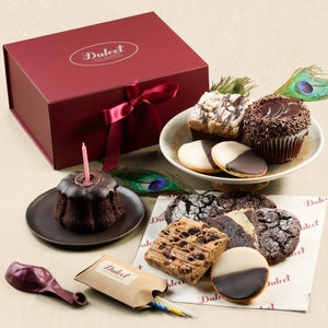 Dulcets Chocolate Birthday Collection Gift Box Chocolate Pastries, Balloons and Candles Great for Girls, Boys, Kids, Men, Women & Parents