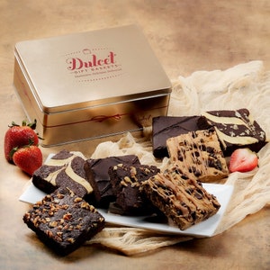 Gourmet Brownie Gift Tin – Assorted Fudge and Chocolate Brownies | Corporate Gift | Sympathy & Thank You Basket | Get Well Soon Treats