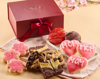 Dulcets Classic Mother’s Day Baked Goodies Dessert Gift Box with Mom Sugar Cookies, Best Sellers Perfect Present for Mom, Wife or Daughters