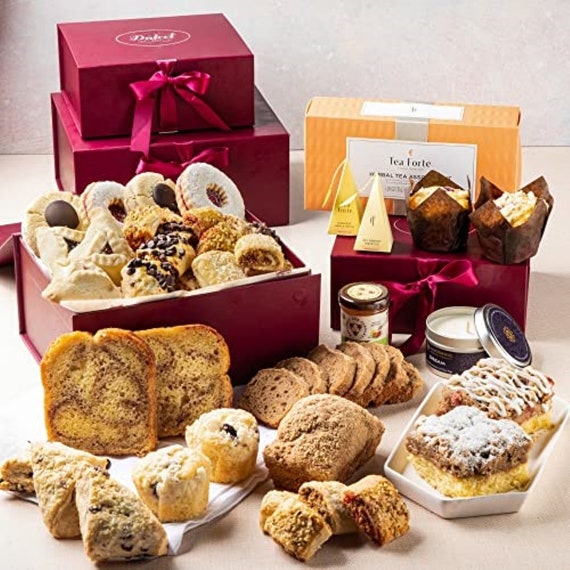 Deluxe Gourmet Dessert Basket | Honey + Tea + Candle | Bakery Gift Box | Wedding Gift | Old Fashioned Bakery | Sympathy Gift Basket