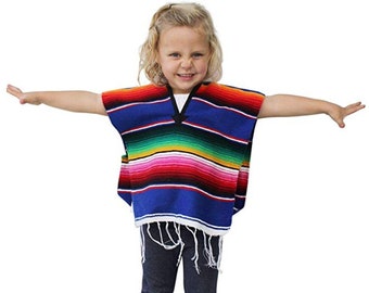 Kids Youth Mexican Serape Sarape Poncho Size 2 to Teen