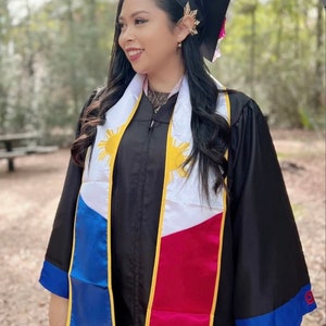 Philippines Graduation Stole Sash Filipino Embroidered Silk Flag Scarf image 2