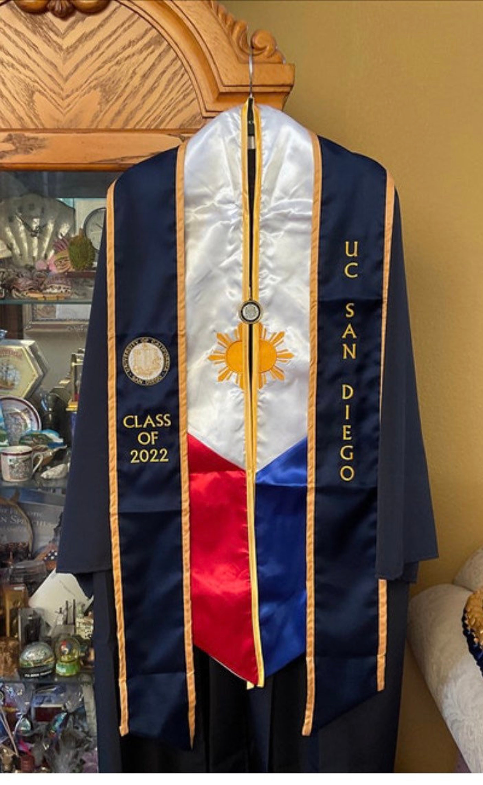 Custom Filipino Graduation Sash, Philippines-American Flag